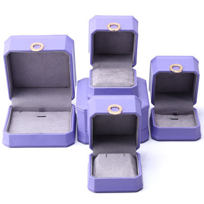 Lôi cuốn màu tím hình tám góc PU da đồ trang sức hộp cho vòng tai Studs dây chuyền