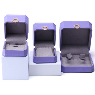 Lôi cuốn màu tím hình tám góc PU da đồ trang sức hộp cho vòng tai Studs dây chuyền