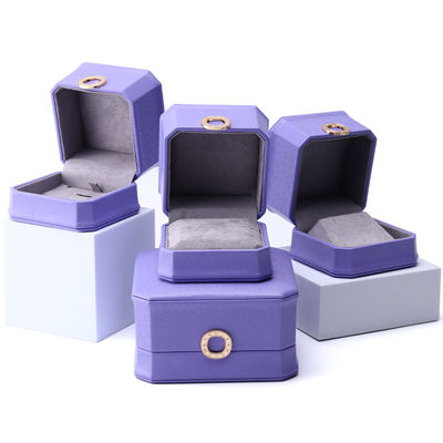 Lôi cuốn màu tím hình tám góc PU da đồ trang sức hộp cho vòng tai Studs dây chuyền