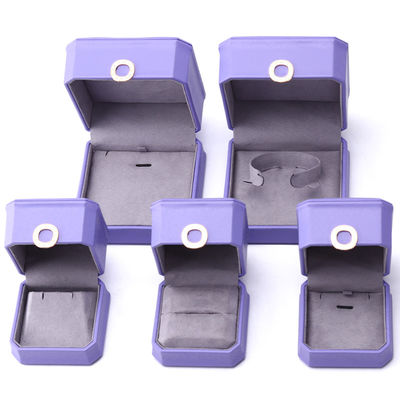 Lôi cuốn màu tím hình tám góc PU da đồ trang sức hộp cho vòng tai Studs dây chuyền