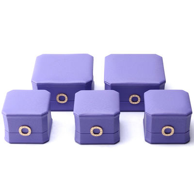 Lôi cuốn màu tím hình tám góc PU da đồ trang sức hộp cho vòng tai Studs dây chuyền
