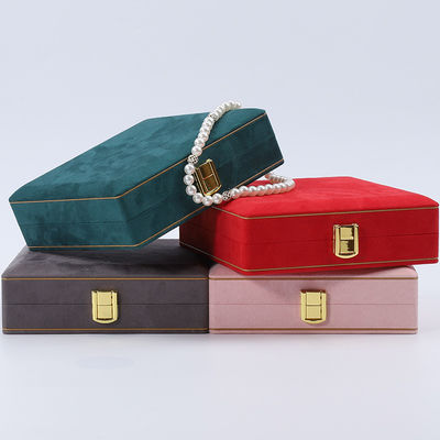 Soft Sleek Velvet Box Organizer Gold Buckle Luxury Jewelry Case OEM