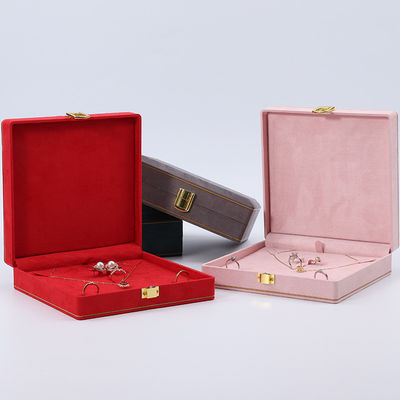 Soft Sleek Velvet Box Organizer Gold Buckle Luxury Jewelry Case OEM