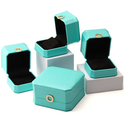 Huân giác Cyan Ring trang trí PU Da trang sức sang trọng Bao bì hộp tổ chức