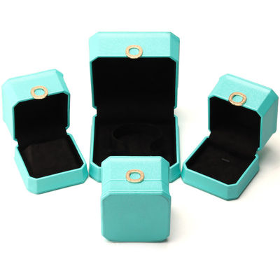 Huân giác Cyan Ring trang trí PU Da trang sức sang trọng Bao bì hộp tổ chức