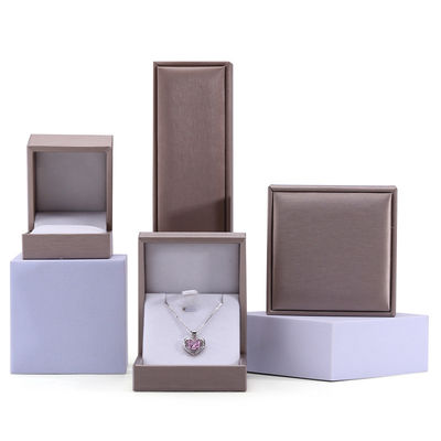 Khaki Brush Finishing Da giả đồ trang sức Xếp hạng Bao bì hộp Set nhung