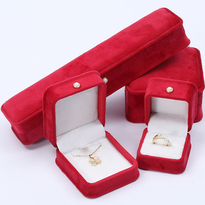 Sản xuất bán buôn Đồ trang sức nhựa cao cấp Bao bì hộp Logo tùy chỉnh vòng cổ vòng đeo tai nhẫn Bao bì hộp trang sức nhựa đỏ