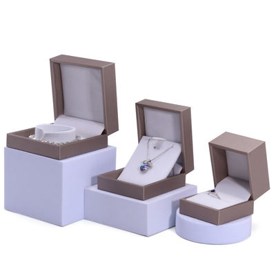 Khaki Brush Finishing Da giả đồ trang sức Xếp hạng Bao bì hộp Set nhung