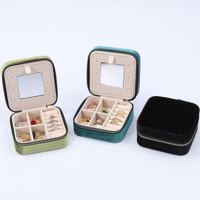 Multi Color General Purpose Velvet Jewelry Organizer Bao bì du lịch Với gương