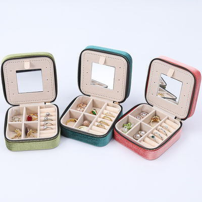 Multi Color General Purpose Velvet Jewelry Organizer Bao bì du lịch Với gương