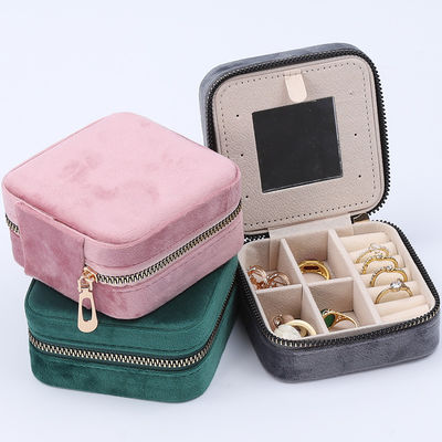 High End thanh lịch đồ trang sức hộp lưu trữ mềm nhung đồ trang sức du lịch tổ chức với gương