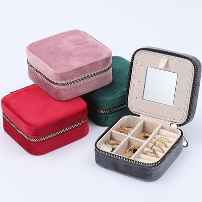 High End thanh lịch đồ trang sức hộp lưu trữ mềm nhung đồ trang sức du lịch tổ chức với gương