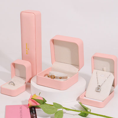 Nhãn hiệu tùy chỉnh hộp đồ trang sức hign cuối tay làm bằng da hồng hộp đồ trang sức đóng gói