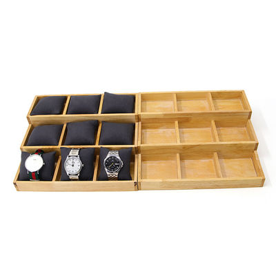 Multi Cell 3x3 Solid Wooden Watch Exhibition Plate với gối cho chương trình sang trọng
