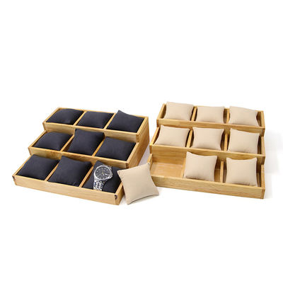 Multi Cell 3x3 Solid Wooden Watch Exhibition Plate với gối cho chương trình sang trọng