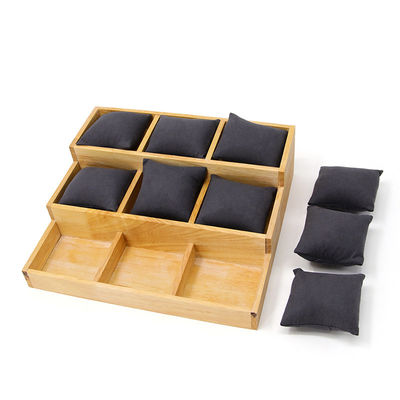 Multi Cell 3x3 Solid Wooden Watch Exhibition Plate với gối cho chương trình sang trọng