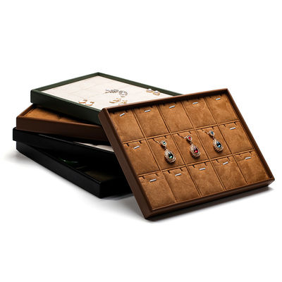Multi Compartments PU Da đồ trang sức Display Tray Soft Lining Exhibition Props