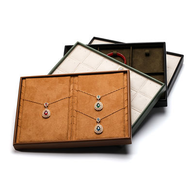 Multi Compartments PU Da đồ trang sức Display Tray Soft Lining Exhibition Props