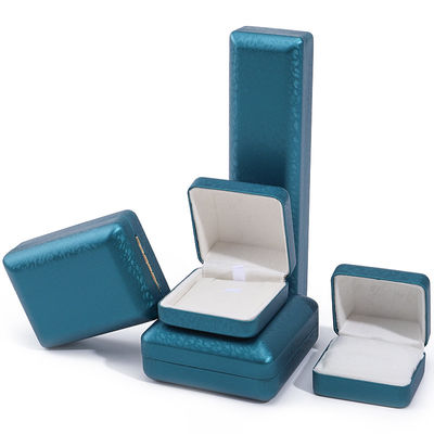 Peacock Blue Snow Grain PU Da Quần Đồ trang sức Box, Luxury Jewelry Set Gift Box OEM