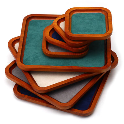 Multi Color Lining Solid Wood Jewelry Display Tray For Ring Bracelet Pendant Triển lãm