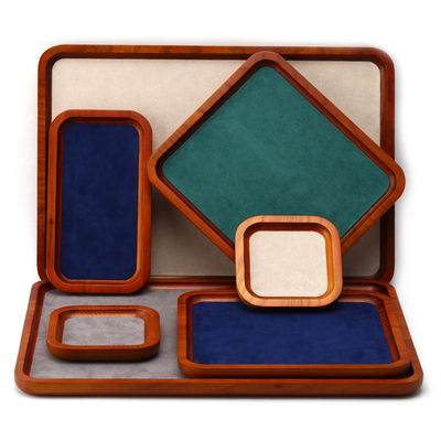 Multi Color Lining Solid Wood Jewelry Display Tray For Ring Bracelet Pendant Triển lãm