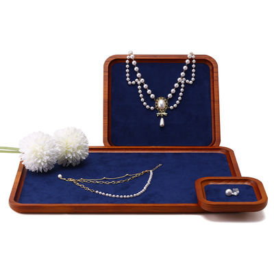 Mua Solid Wood Luxury Jewelry Display Props Navy Super Fiber Lining cho Triển lãm đồ trang sức online manufacture