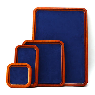 Solid Wood Luxury Jewelry Display Props Navy Super Fiber Lining cho Triển lãm đồ trang sức