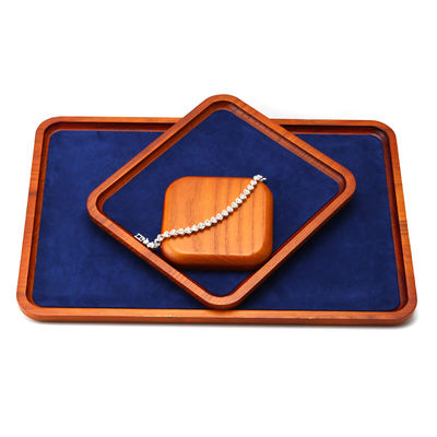 Solid Wood Luxury Jewelry Display Props Navy Super Fiber Lining cho Triển lãm đồ trang sức