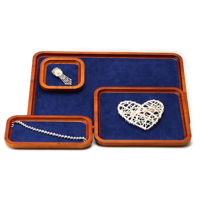 Solid Wood Luxury Jewelry Display Props Navy Super Fiber Lining cho Triển lãm đồ trang sức
