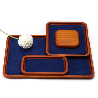 Solid Wood Luxury Jewelry Display Props Navy Super Fiber Lining cho Triển lãm đồ trang sức