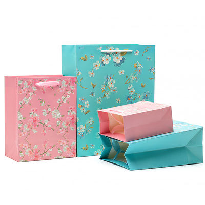 Hình hoa Thẻ cứng giấy giấy Tote túi với tay cầm cho quà sinh nhật của cô gái