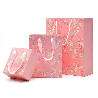 Hình hoa Thẻ cứng giấy giấy Tote túi với tay cầm cho quà sinh nhật của cô gái