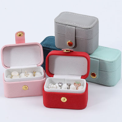 Mini PU Da tai Stud nhẫn Cổ lưu trữ Hộp trang sức với nút đóng
