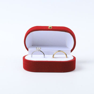 Hộp đồ trang sức sang trọng cá nhân hóa tùy chỉnh Red Velvet đồ trang sức bao bì đám cưới đính hôn hộp vòng đôi