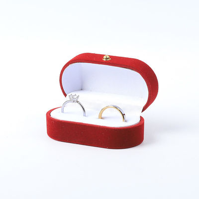 Hộp đồ trang sức sang trọng cá nhân hóa tùy chỉnh Red Velvet đồ trang sức bao bì đám cưới đính hôn hộp vòng đôi