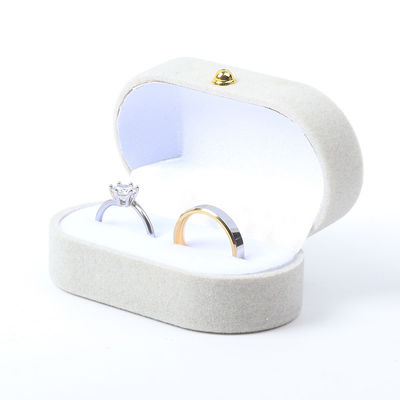Hộp đồ trang sức sang trọng cá nhân hóa tùy chỉnh màu xám nhung đồ trang sức đóng gói đám cưới đính hôn hộp nhẫn đôi