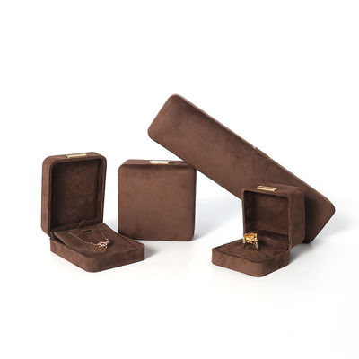 Hộp đựng trang sức flannel nhung nâu cao cấp sang trọng dành cho vòng tay, vòng cổ, nhẫn, bông tai