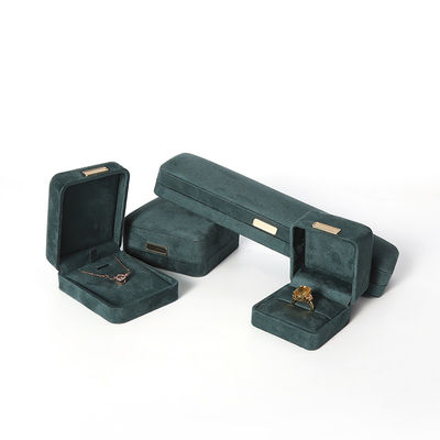 Hộp đựng trang sức nhung flannel xanh lá cây cao cấp sang trọng dành cho vòng tay, vòng cổ, nhẫn, bông tai
