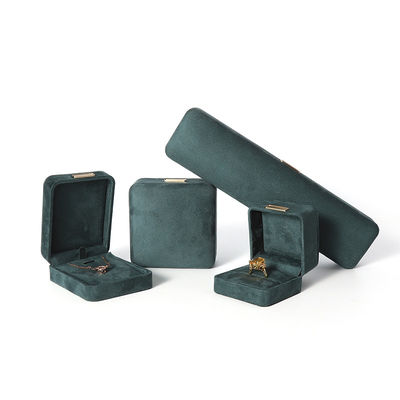 Hộp đựng trang sức nhung flannel xanh lá cây cao cấp sang trọng dành cho vòng tay, vòng cổ, nhẫn, bông tai