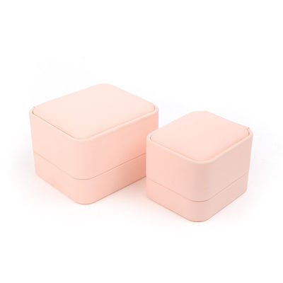 Hàng hóa bán buôn đồ trang sức bao bì hộp nhẫn hộp đồ trang sức tùy chỉnh bao bì đồ trang sức màu hồng cao cấp đồ trang sức da đôi hộp nhẫn cho đám cưới