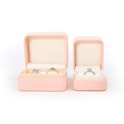Hàng hóa bán buôn đồ trang sức bao bì hộp nhẫn hộp đồ trang sức tùy chỉnh bao bì đồ trang sức màu hồng cao cấp đồ trang sức da đôi hộp nhẫn cho đám cưới