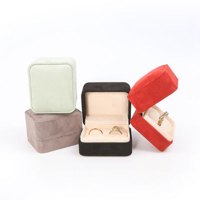 Hàng bán buôn đồ trang sức cao cấp Bao bì hộp nhẫn Logo tùy chỉnh Bao bì đồ trang sức sang trọng Đăng ký hôn nhân đôi hộp nhẫn nhung