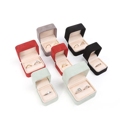 Hàng bán buôn đồ trang sức cao cấp Bao bì hộp nhẫn Logo tùy chỉnh Bao bì đồ trang sức sang trọng Đăng ký hôn nhân đôi hộp nhẫn nhung