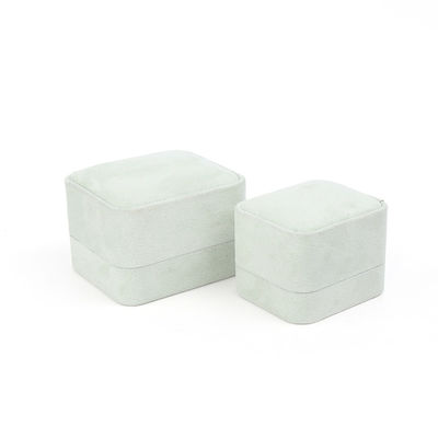 Hàng hóa bán buôn đồ trang sức bao bì hộp nhẫn hộp đồ trang sức tùy chỉnh bao bì đồ trang sức sang trọng đôi đám cưới đính hôn Green Velvet Ring Box với logo