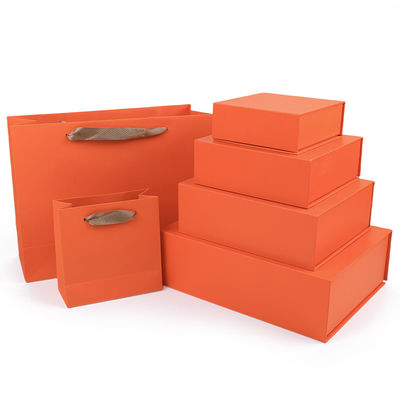 Sản xuất bán buôn hộp quà tặng từ tính chất lượng cao Bao bì Hộp giấy bìa cứng thân thiện với môi trường có logo tùy chỉnh Hộp đựng trang sức từ tính màu cam sang trọng