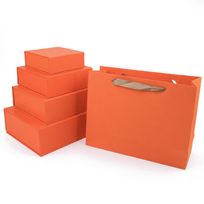 Sản xuất bán buôn hộp quà tặng từ tính chất lượng cao Bao bì Hộp giấy bìa cứng thân thiện với môi trường có logo tùy chỉnh Hộp đựng trang sức từ tính màu cam sang trọng