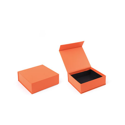 Sản xuất bán buôn hộp quà tặng từ tính chất lượng cao Bao bì Hộp giấy bìa cứng thân thiện với môi trường có logo tùy chỉnh Hộp đựng trang sức từ tính màu cam sang trọng