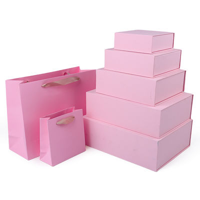 Sản xuất bán buôn hộp quà tặng từ tính chất lượng cao Bao bì Hộp trang sức từ tính màu hồng bằng giấy bìa cứng thân thiện với môi trường có logo tùy chỉnh
