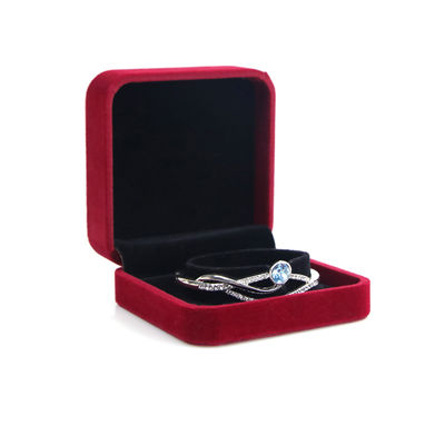 OEM ODM cao cấp nhung đồ trang sức hộp sang trọng logo tùy chỉnh hộp nhung đồ trang sức đỏ