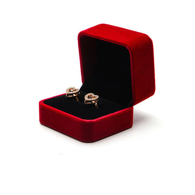 OEM ODM cao cấp nhung đồ trang sức hộp sang trọng logo tùy chỉnh hộp nhung đồ trang sức đỏ